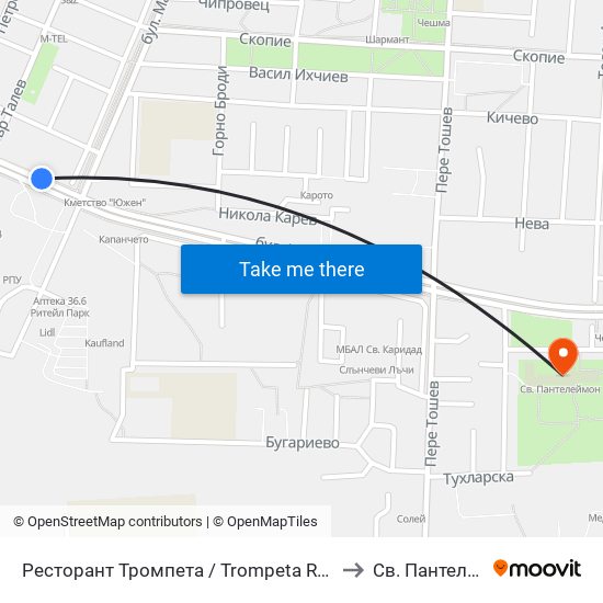 Ресторант Тромпета / Trompeta Restaurant (326) to Св. Пантелеймон map