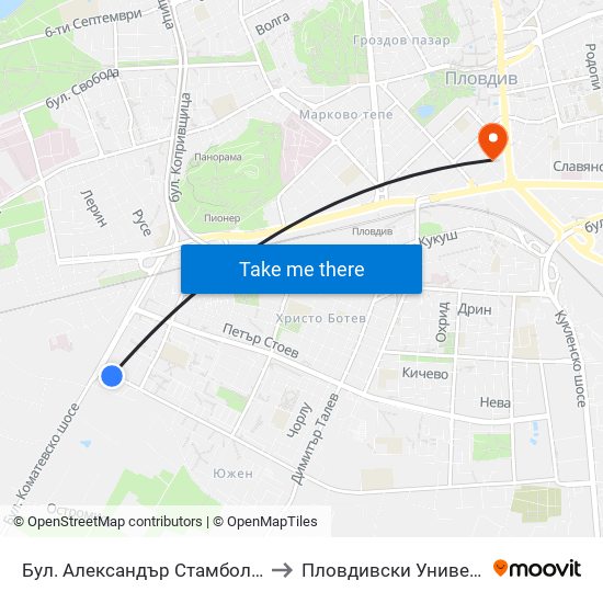 Бул. Александър Стамболийски / Alexander Stamboliyski Blvd. (34) to Пловдивски Университет ""Паисий Хилендарски"" map