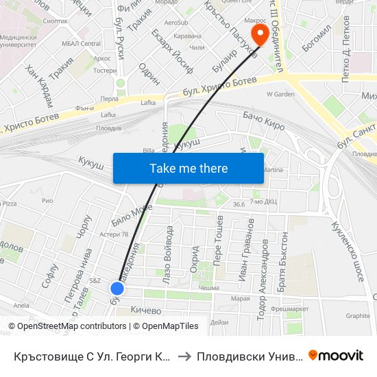 Кръстовище С Ул. Георги Кондолов / Junction With Georgi Kondolov St. (59) to Пловдивски Университет ""Паисий Хилендарски"" map