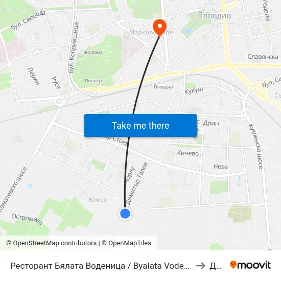 Ресторант Бялата Воденица / Byalata Vodenitsa Restaurant (198) to Дкц 6 map