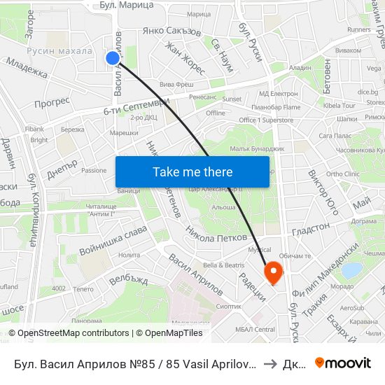 Бул. Васил Априлов №85 / 85 Vasil Aprilov Blvd. (451) to Дкц 6 map
