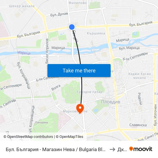Бул. България - Магазин Нева / Bulgaria Blvd - Neva Store (99) to Дкц 6 map