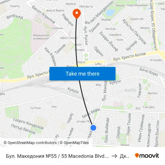 Бул. Македония №55 / 55 Macedonia Blvd. (41) to Дкц 6 map