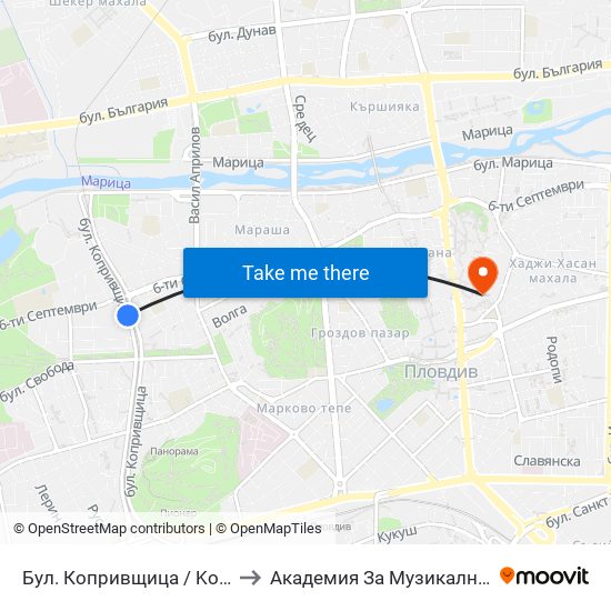 Бул. Копривщица / Koprivshtitsa Blvd. (241) to Академия За Музикално И Танцово Изкуство map