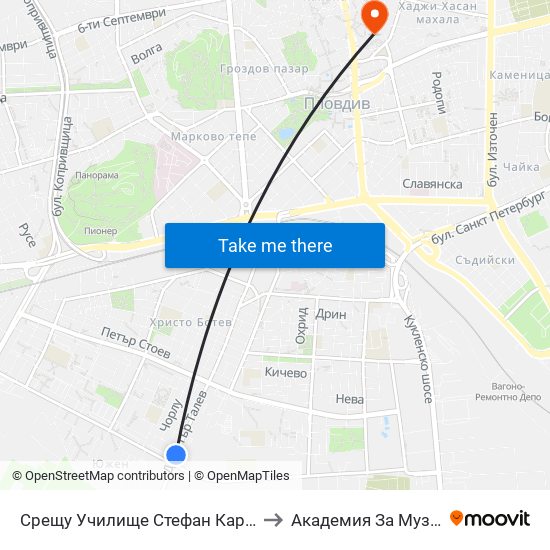 Срещу Училище Стефан Караджа / Opposite Stefan Karadzha School (38) to Академия За Музикално И Танцово Изкуство map
