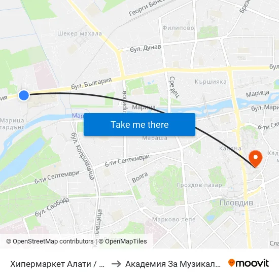 Хипермаркет Алати / Alati Hypermarket (426) to Академия За Музикално И Танцово Изкуство map