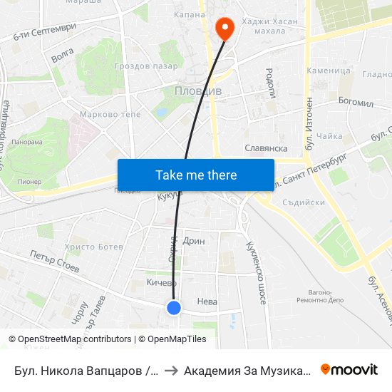 Бул. Никола Вапцаров / Nikola Vaptsarov Blvd. (68) to Академия За Музикално И Танцово Изкуство map