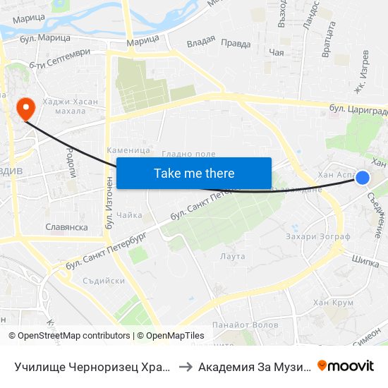 Училище Черноризец Храбър / Chernorizets Hrabar School (333) to Академия За Музикално И Танцово Изкуство map