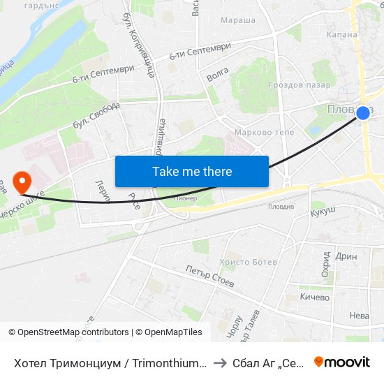 Хотел Тримонциум / Trimonthium Hotel (12) to Сбал Аг „Селена“ map