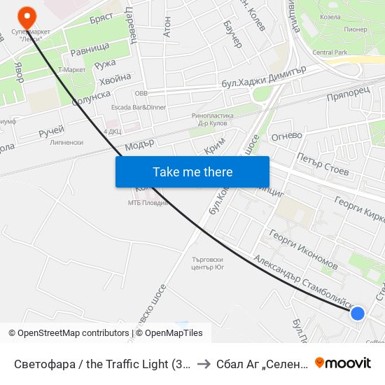 Светофара / the Traffic Light (37) to Сбал Аг „Селена“ map