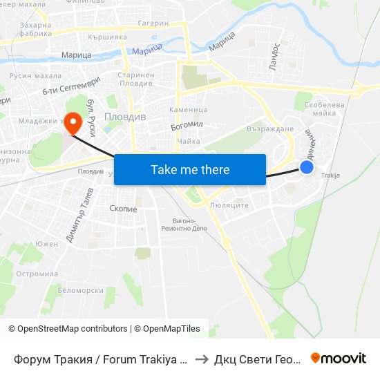 Форум Тракия / Forum Trakiya (78) to Дкц Свети Георги map