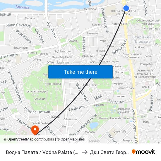 Водна Палата / Vodna Palata (48) to Дкц Свети Георги map