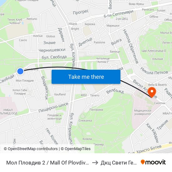 Мол Пловдив 2 / Mall Of Plovdiv 2 (316) to Дкц Свети Георги map