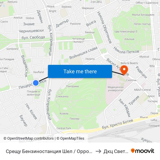 Срещу Бензиностанция Шел / Opposite Shell Gas Station (244) to Дкц Свети Георги map