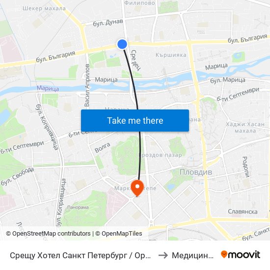 Срещу Хотел Санкт Петербург / Opposite Saint Petersburg Hotel (91) to Медицински Център map