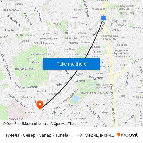 Тунела - Север - Запад / Tunela - Sever - West (10) to Медицински Център map