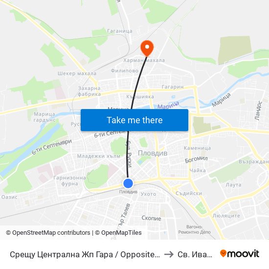 Срещу Централна Жп Гара / Opposite Central Railway Station (188) to Св. Иван Рилски map