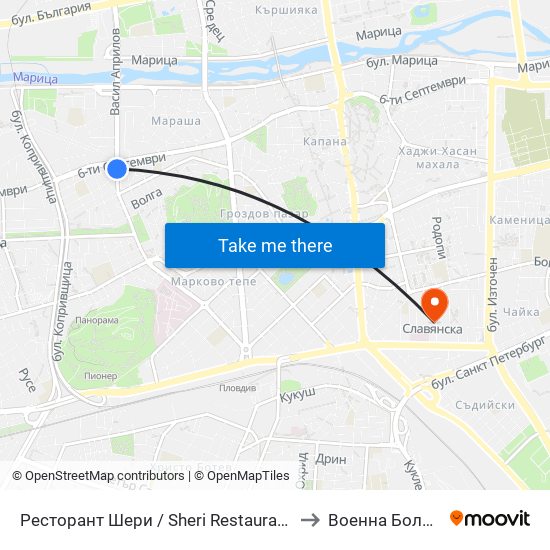 Ресторант Шери / Sheri Restaurant (312) to Военна Болница map