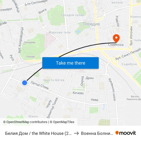 Белия Дом / the White House (201) to Военна Болница map
