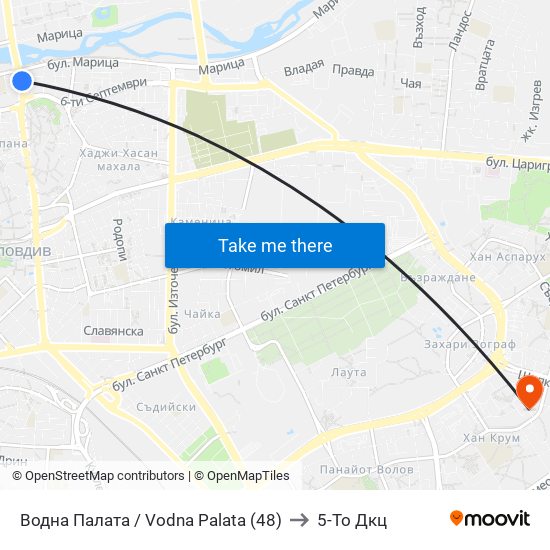 Водна Палата / Vodna Palata (48) to 5-То Дкц map