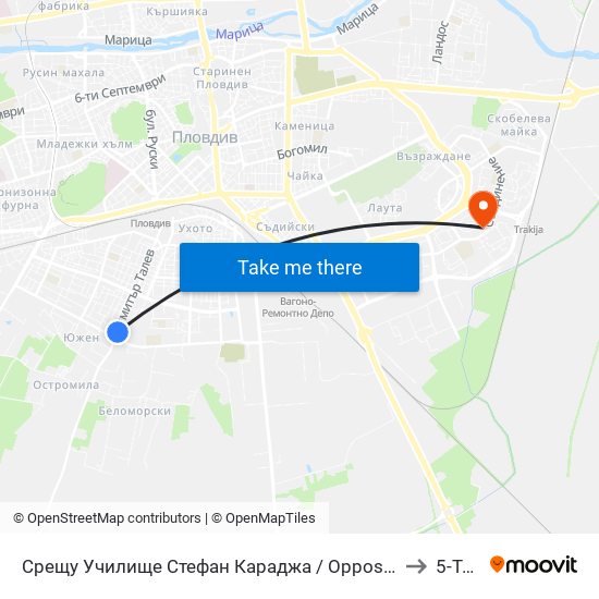 Срещу Училище Стефан Караджа / Opposite Stefan Karadzha School (38) to 5-То Дкц map