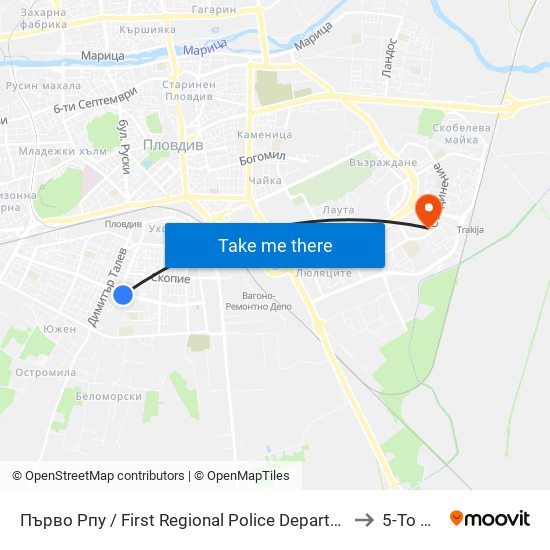 Първо Рпу / First Regional Police Department (60) to 5-То Дкц map
