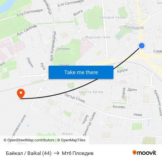 Байкал / Baikal (44) to Мтб Пловдив map