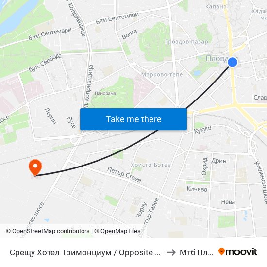 Срещу Хотел Тримонциум / Opposite Trimonthium Hotel (45) to Мтб Пловдив map