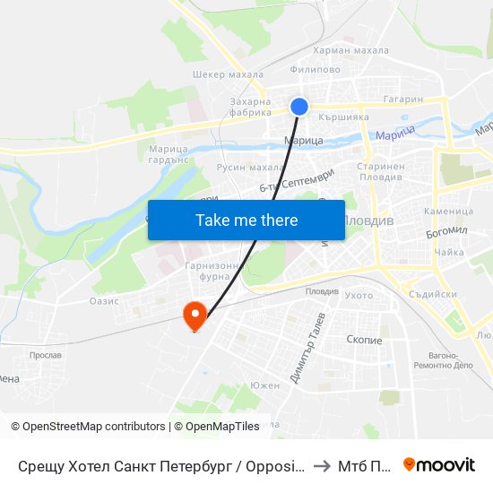 Срещу Хотел Санкт Петербург / Opposite Saint Petersburg Hotel (91) to Мтб Пловдив map