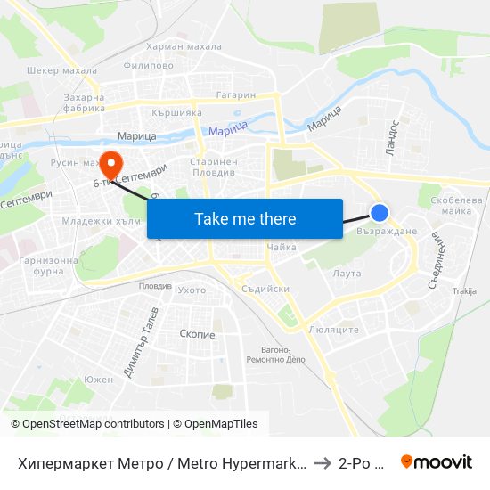 Хипермаркет Метро / Metro Hypermarket (217) to 2-Ро Дкц map