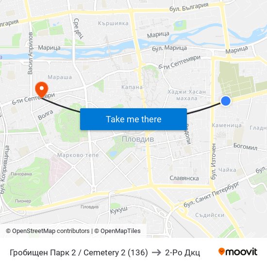 Гробищен Парк 2 / Cemetery 2 (136) to 2-Ро Дкц map