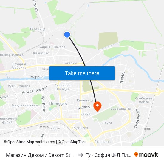 Магазин Деком / Dekom Store (267) to Ту - София Ф-Л Пловдив map