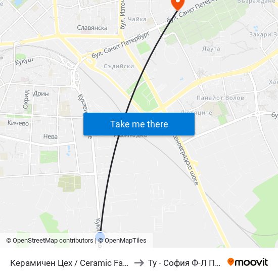 Керамичен Цех / Ceramic Factory (281) to Ту - София Ф-Л Пловдив map