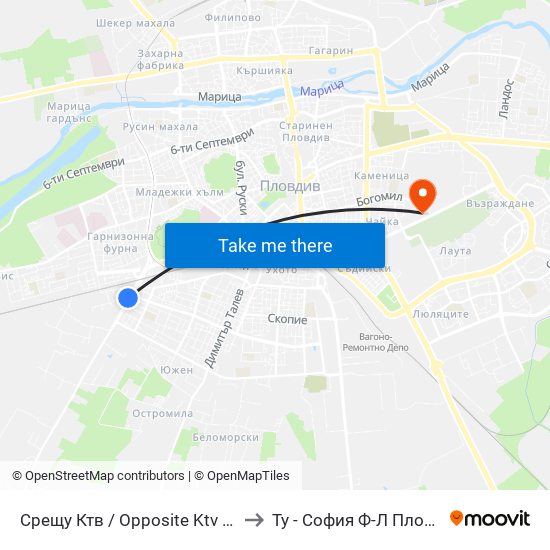 Срещу Ктв / Opposite Ktv (344) to Ту - София Ф-Л Пловдив map