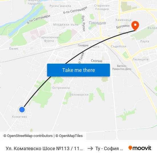 Ул. Коматевско Шосе №113 / 113 Komatevsko Shosse St. (417) to Ту - София Ф-Л Пловдив map