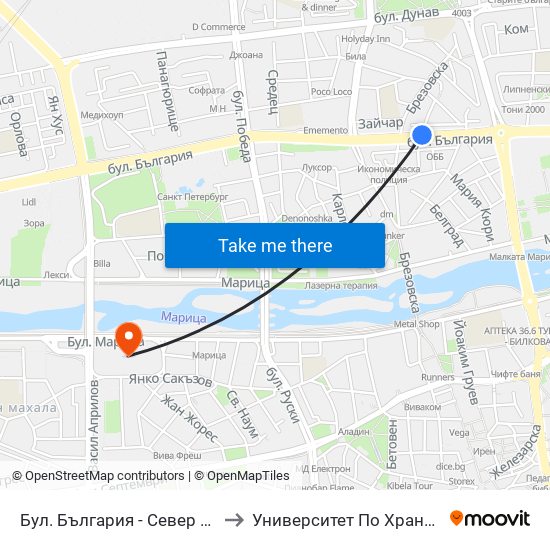 Бул. България - Север / Bulgaria Blvd - North (89) to Университет По Хранителни Технологии (Ухт) map