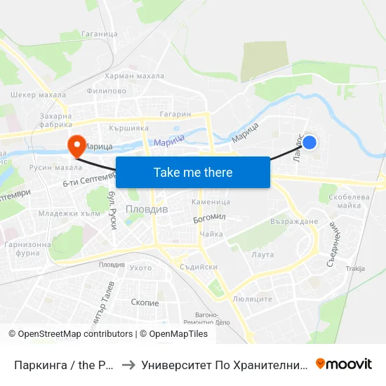 Паркинга / the Parking (164) to Университет По Хранителни Технологии (Ухт) map
