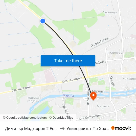 Димитър Маджаров 2 Еоод / Dimitar Madjarov 2 Ltd (474) to Университет По Хранителни Технологии (Ухт) map