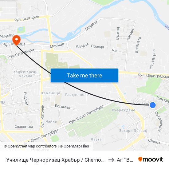 Училище Черноризец Храбър / Chernorizets Hrabar School (333) to Аг ""Весела"" map