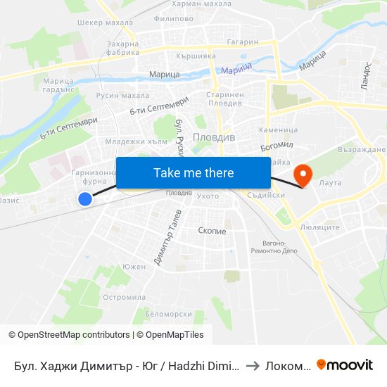 Бул. Хаджи Димитър - Юг / Hadzhi Dimitar St - South (307) to Локомотив map