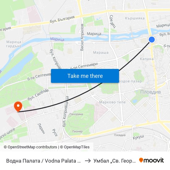 Водна Палата / Vodna Palata (48) to Умбал „Св. Георги“ map