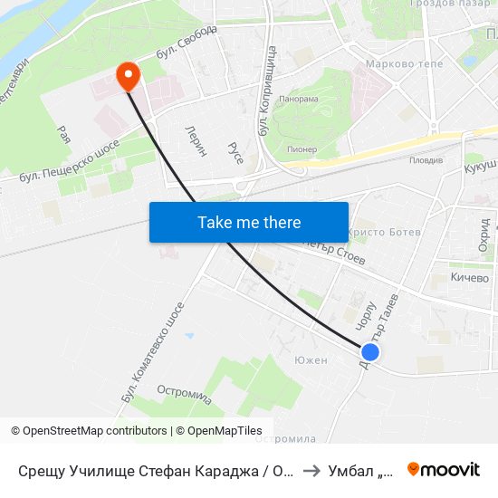 Срещу Училище Стефан Караджа / Opposite Stefan Karadzha School (38) to Умбал „Св. Георги“ map