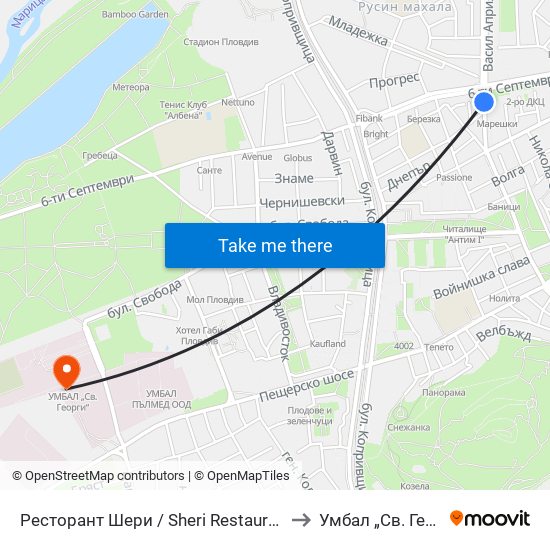 Ресторант Шери / Sheri Restaurant (312) to Умбал „Св. Георги“ map