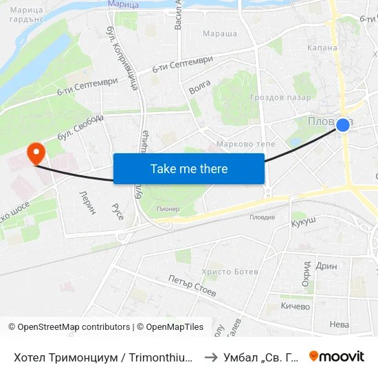 Хотел Тримонциум / Trimonthium Hotel (12) to Умбал „Св. Георги“ map