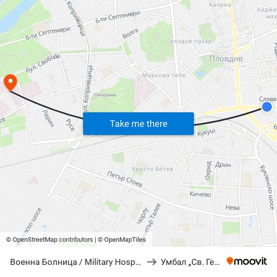 Военна Болница / Military Hospital (335) to Умбал „Св. Георги“ map