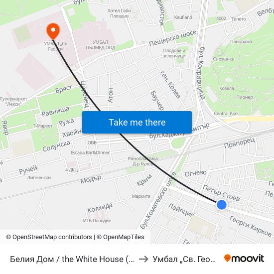 Белия Дом / the White House (201) to Умбал „Св. Георги“ map