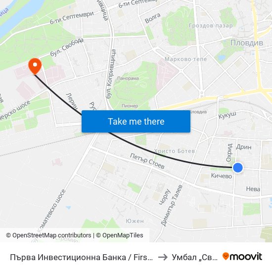 Първа Инвестиционна Банка / First Investment Bank (291) to Умбал „Св. Георги“ map