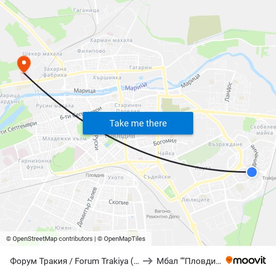 Форум Тракия / Forum Trakiya (78) to Мбал ""Пловдив"" map