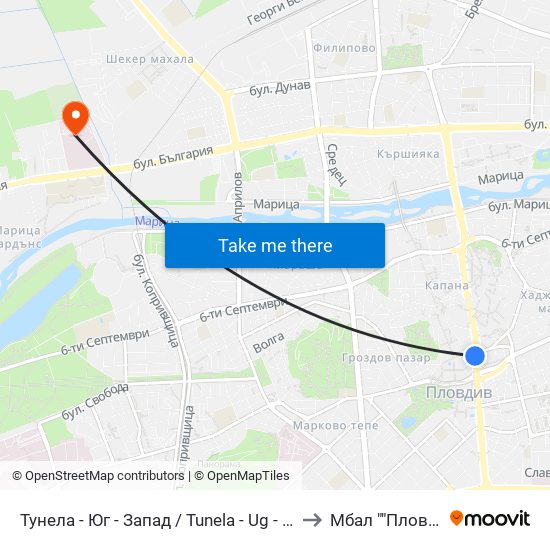 Тунела - Юг - Запад / Tunela - Ug - West (46) to Мбал ""Пловдив"" map