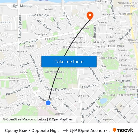 Срещу Вми / Opposite Higher Medical Institute (169) to Д-Р Юрий Асенов - Пластичен Хирург map